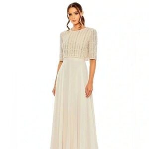 Beaded Bodice Chiffon A-Line Gown